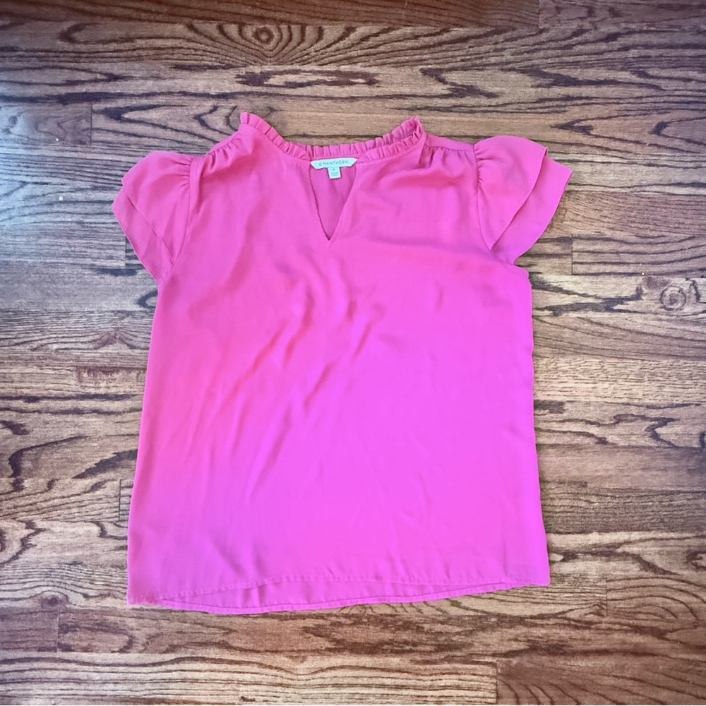 41 Hawthorn Bright Pink Flutter Sleeve Blouse